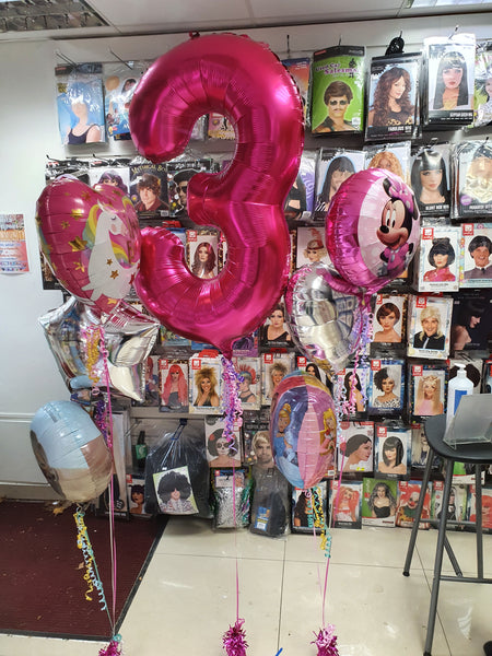 34 Inch Magenta Pink Number 3 Foil Balloon