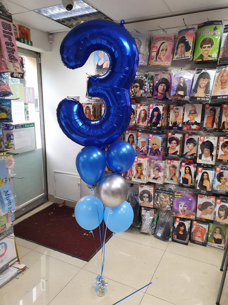 34 Inch Blue Number 3 Foil Balloon