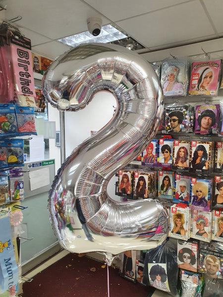 34 Inch Silver Number 2 Foil Balloon