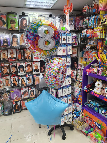 18" Rainbow Confetti 8th Birthday Foil Balloon