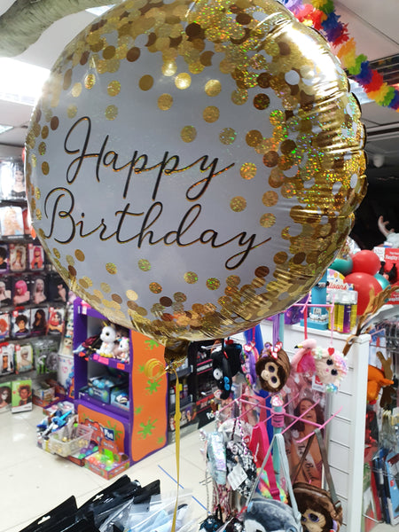 18 Inch Happy Birthday Gold Sparkle Foil Balloon