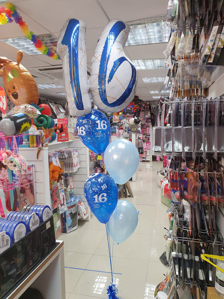 36" Marble Mate Blue 16th Birthday Foil Balloon