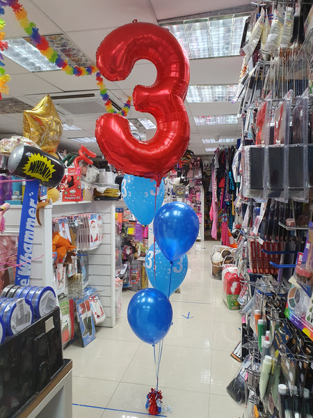 34 Inch Red Number 3 Foil Balloon