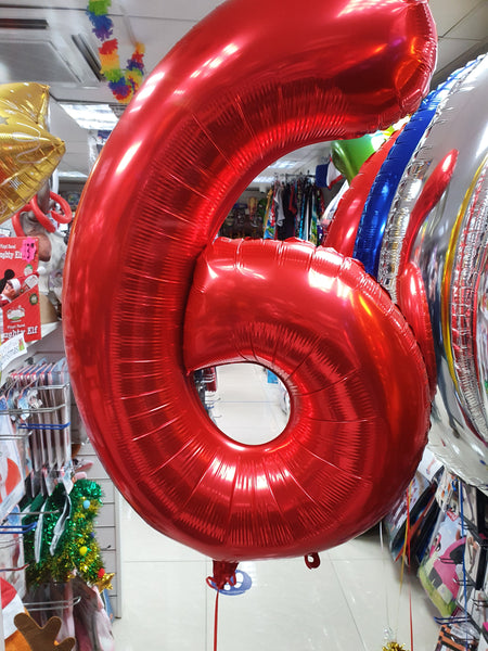 34 Inch Red Number 6 Foil Balloon