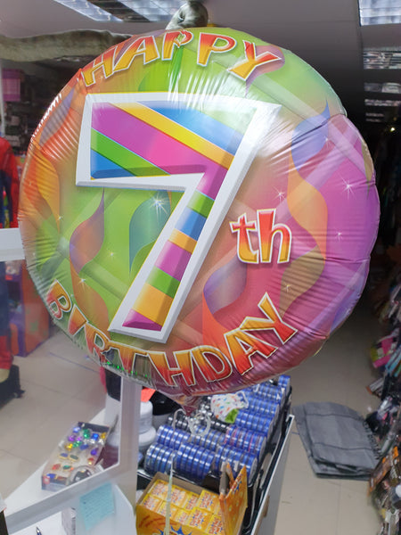 18" Multicoloured 7th Birthday Foil Balloon