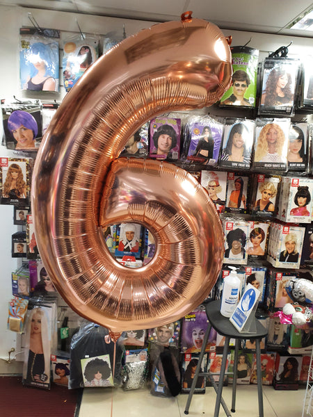 34 Inch Rose Gold (Gold) Number 6 Foil Balloon