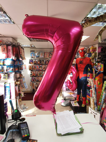 34 Inch Magenta Pink Number 7 Foil Balloon