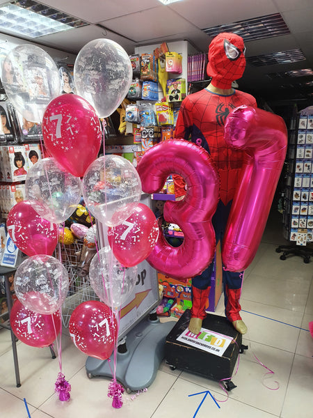 34 Inch Magenta Pink Number 7 Foil Balloon