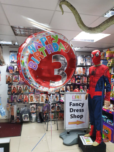18 Inch Red & Silver Happy 3rd Birthday Foil Balloon
