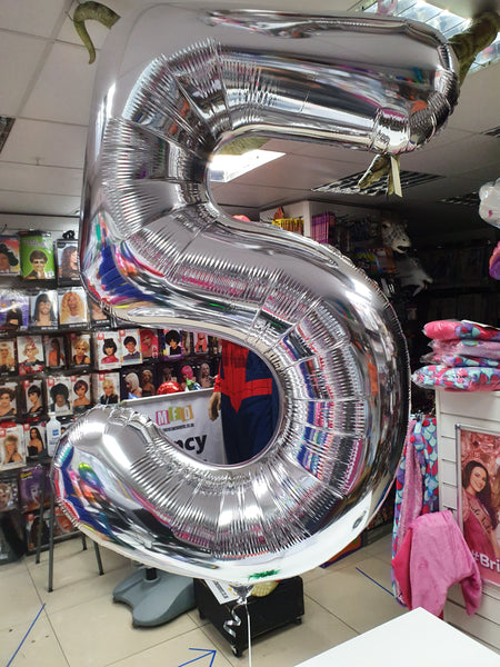 34 Inch Silver Number 5 Foil Balloon