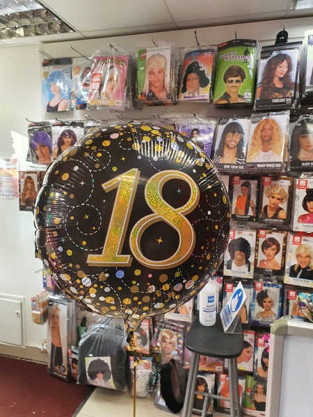 18 Inch Black & Gold Fizz Foil 18th Birthday Balloon