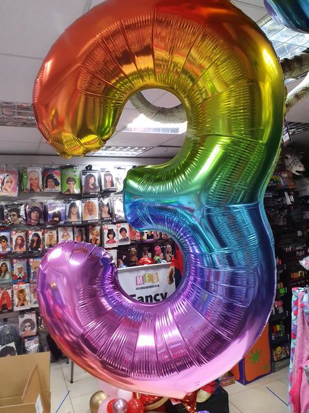 34 inch Rainbow Number 3 Foil Balloon
