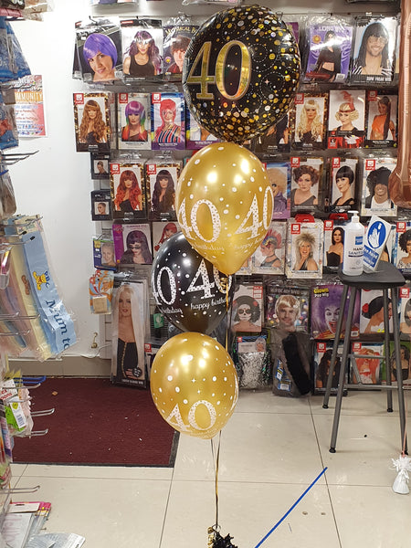 18 Inch Black & Gold Fizz Foil 40th Birthday Balloon