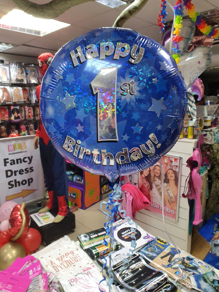 18 Inch Blue Happy 1st Birthday Foil Balloon