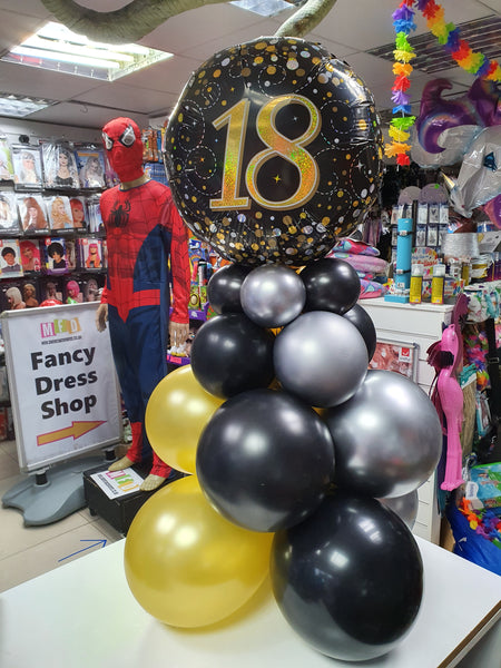 18 Inch Black & Gold Fizz Foil 18th Birthday Balloon