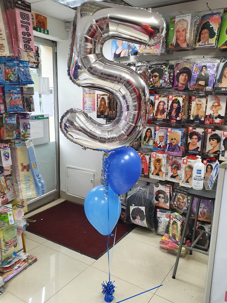 34 Inch Silver Number 5 Foil Balloon