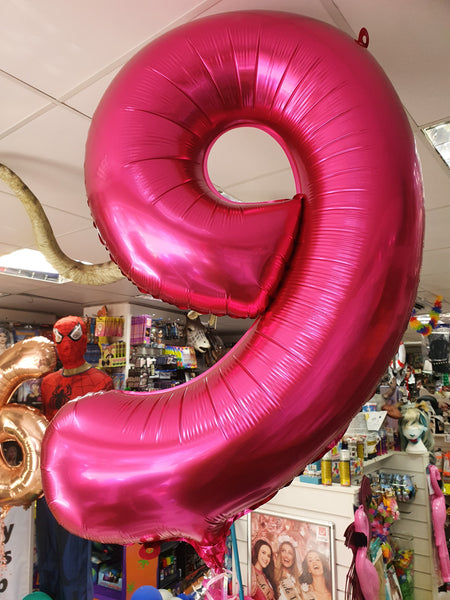 34 Inch Magenta Number 9 Foil Balloon