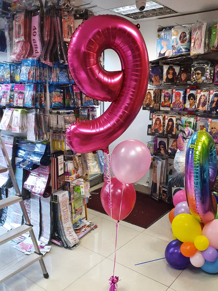 34 Inch Magenta Number 9 Foil Balloon