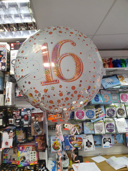 18 Inch Rose Gold Fizz 16th Birthday Foil Balloon