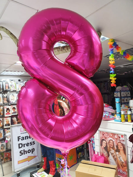 34 Inch Magenta Pink Number 8 Foil Balloon