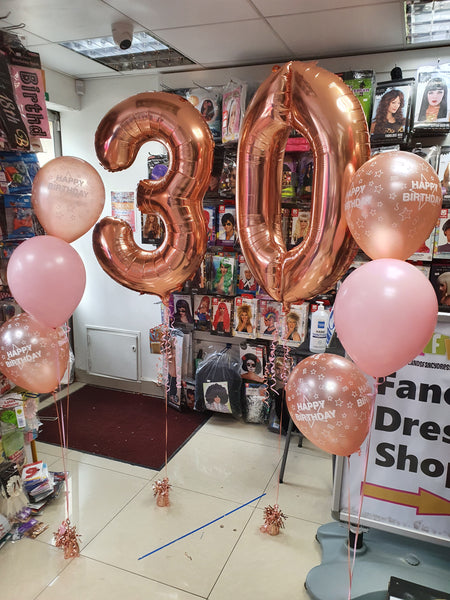 34 Inch Rose Gold (Gold) Number 0 Foil Balloon