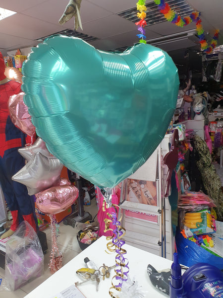 18 Inch Chrome Green Heart Foil Balloon
