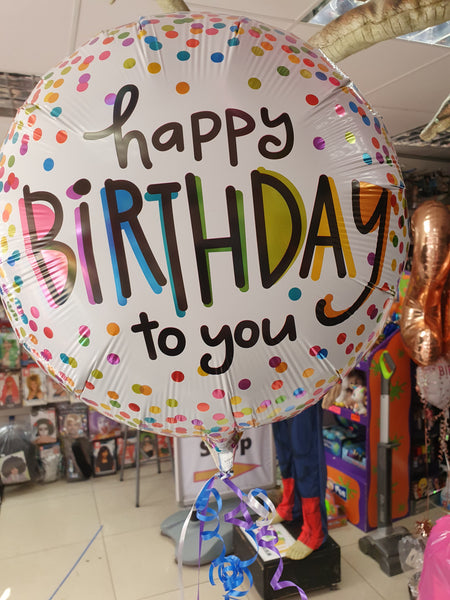 18" Sprinkled Dots Happy Birthday Foil Balloon