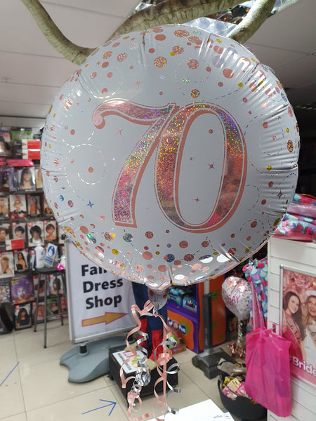 18 Inch Rose Gold Fizz 70th Birthday Foil Balloon