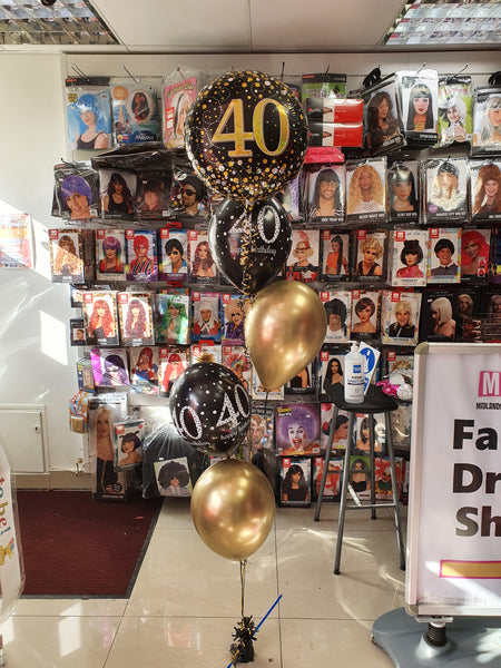 18 Inch Black & Gold Fizz Foil 40th Birthday Balloon