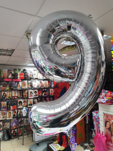 34" Silver Number 9 Foil Balloon