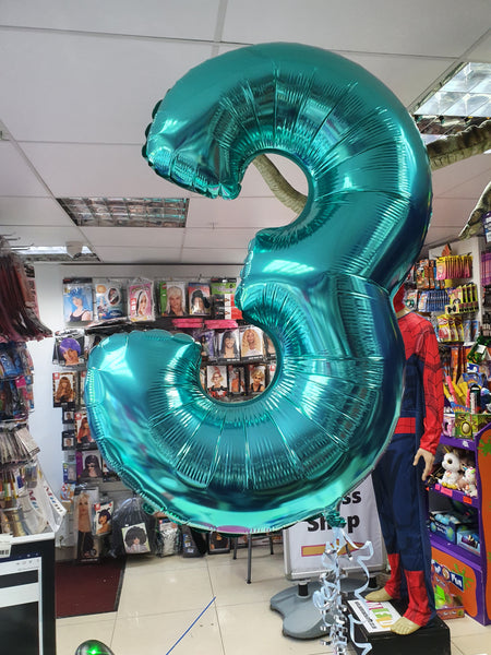 26 Inch Tiffany Blue Number 3 Foil Balloon