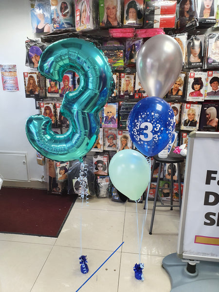 26 Inch Tiffany Blue Number 3 Foil Balloon