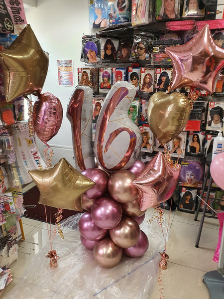 36" Marble Mate Rose Gold 16th Birthday Foil Balloon