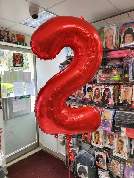 34 Inch Red Number 2 Foil Balloon
