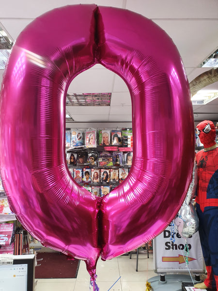 34 Inch Magenta Number 0 Foil Balloon