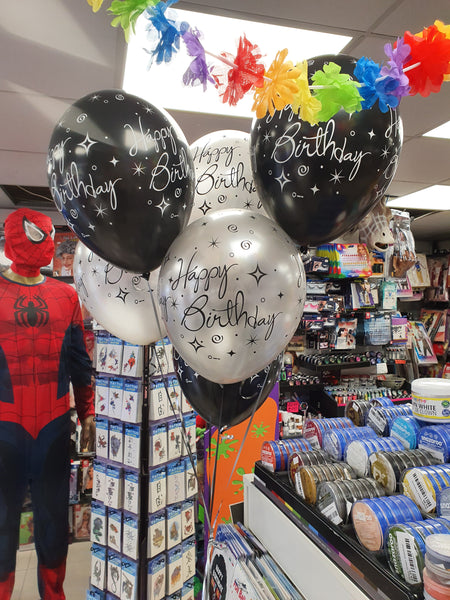 Bunch of Six Printed, Confetti or Chrome Latex Helium Balloon