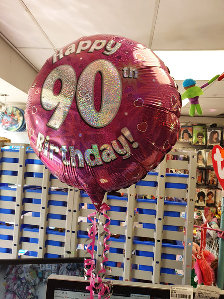 18 Inch Pink Happy 90th Birthday Foil Balloon