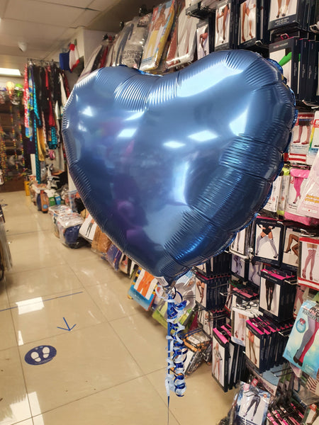 18" Chrome Blue Heart Foil Balloon