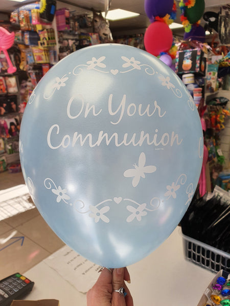 Pearl Light Blue Communion Butterflies Latex Balloons