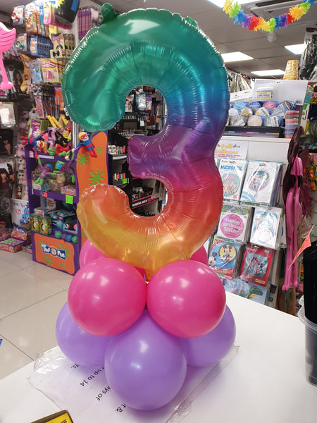 16" Ombre Rainbow Number 3 Foil Balloon