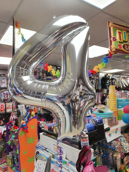 34 Inch Silver Number 4 Foil Balloon