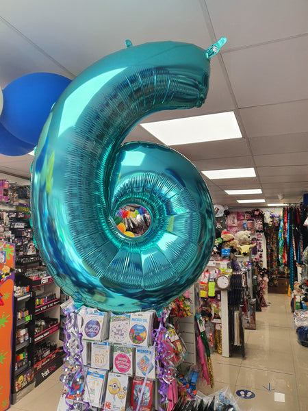 26 Inch Tiffany Blue Number 6 Foil Balloon
