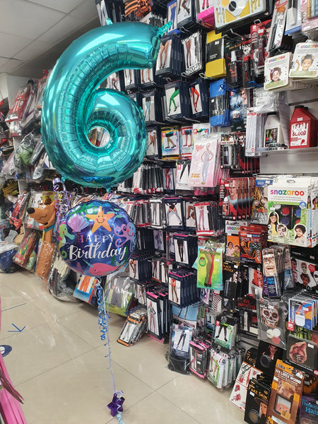 26 Inch Tiffany Blue Number 6 Foil Balloon