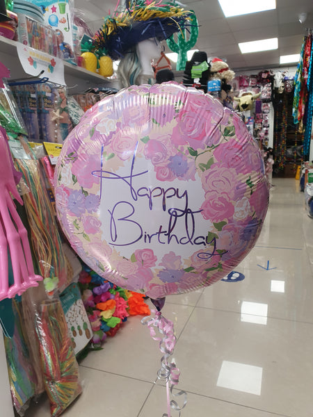 18 Inch Vintage Floral Birthday Foil Balloon