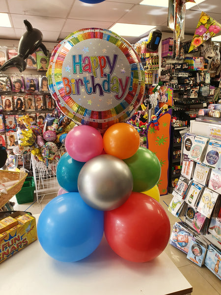 18" Happy Birthday Bright Stripe Foil Balloon