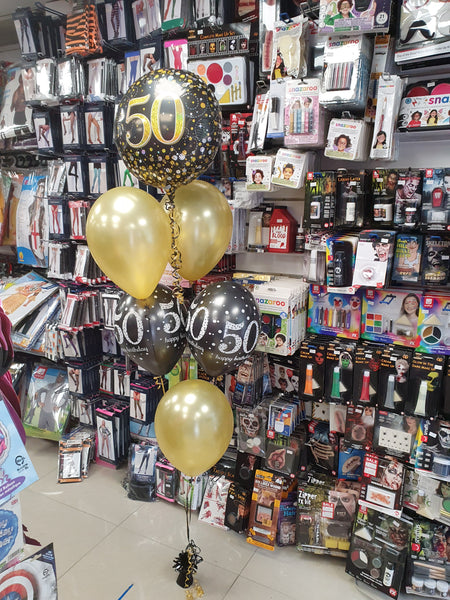 18 Inch Black & Gold Fizz Foil 50th Birthday Balloon