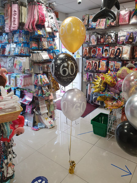 Black & Gold Sparkling 60th Birthday Balloons (6pk)