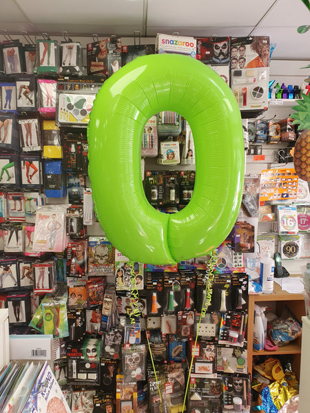 40 Inch Fluorescent Lime Number 0 Foil Balloon