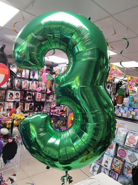 40 Inch Green Number 3 Foil Balloon