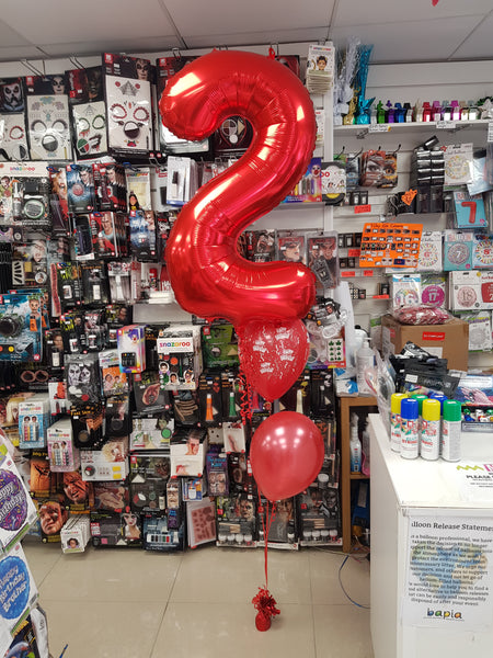 34 Inch Red Number 2 Foil Balloon